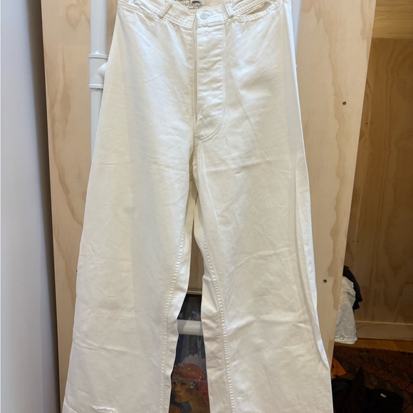 Vintage Pants - White 1940’s Sailor Wide-Leg Pants